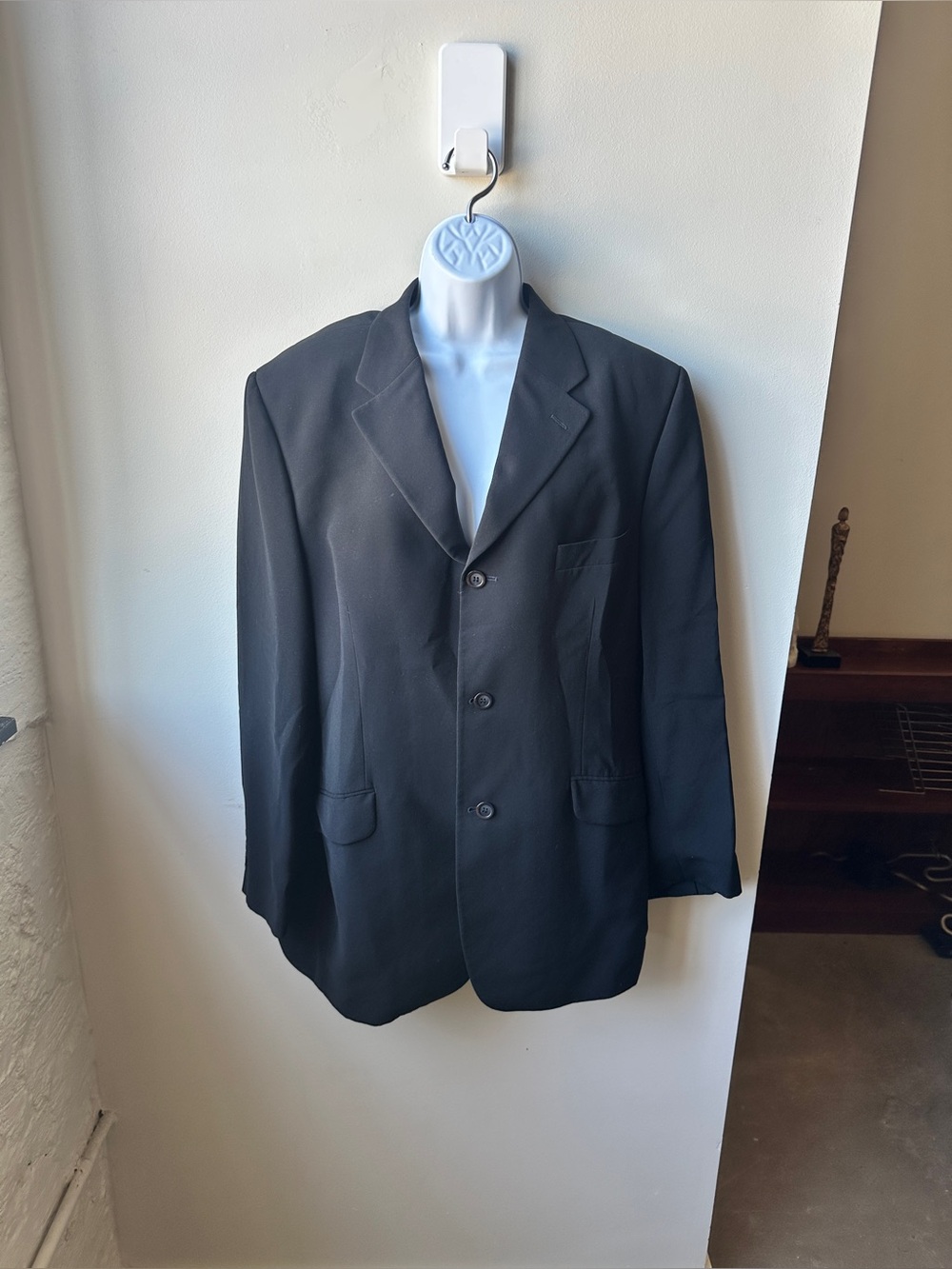 VTG 3 button Black Oversized Blazer Boyfriend Suit Jacket Menswear Made in Spain